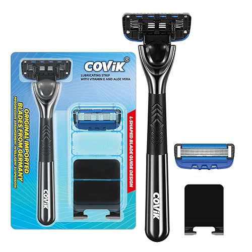 Maquinilla de afeitar de 5 hojas para hombres con doble lubricación, afeitado cómodo y suave para hombres (5REFILLS-A)