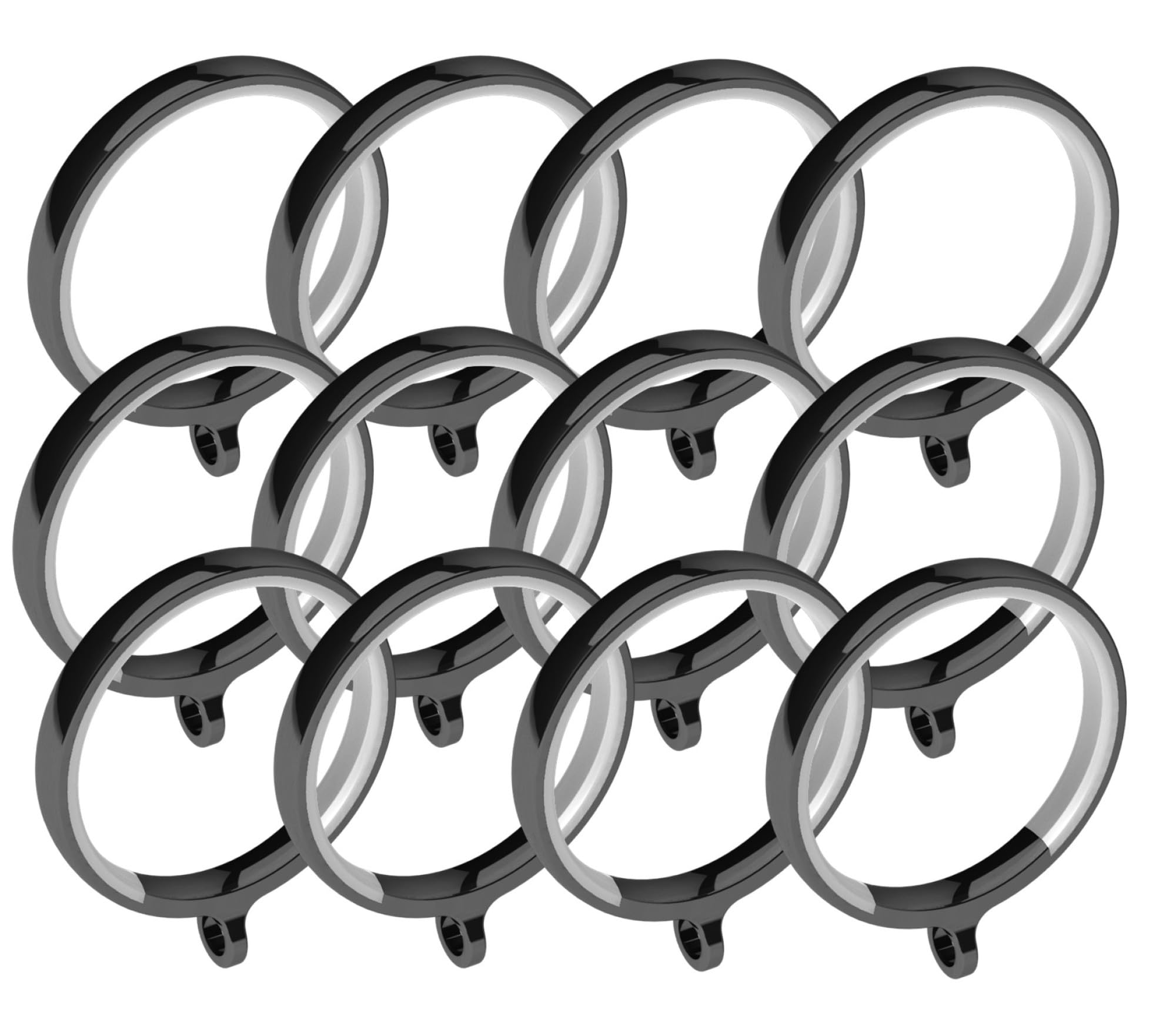 Swish Graphite Design Studio Luxury Lined Curtian Rings, For 28Mm Curtain Poles (12, )