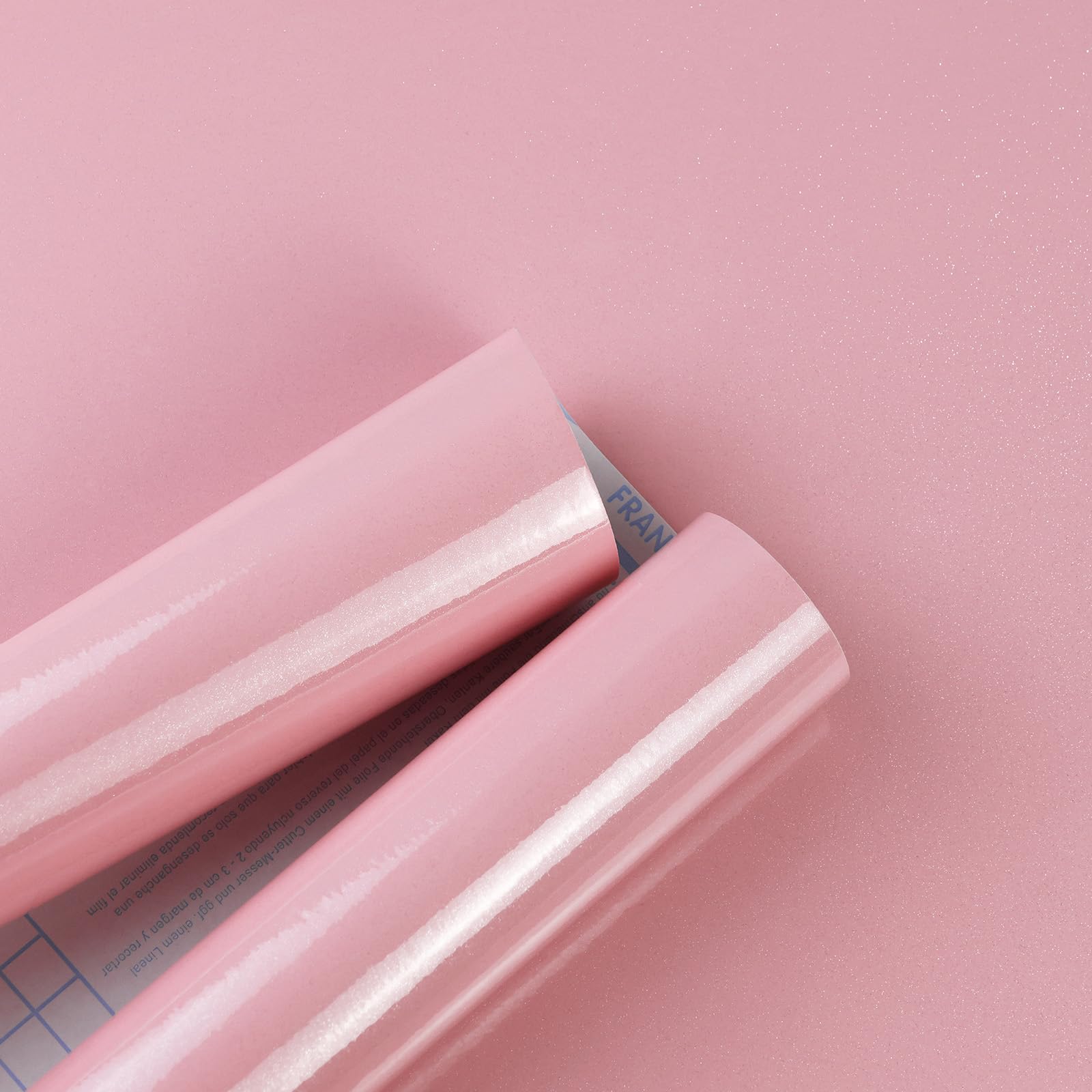 Amiya Rouleau de papier peint autocollant en vinyle rose brillant imperméable à décoller et à coller pour meubles de cuisine ou salle de bain 40 x 1000 cm