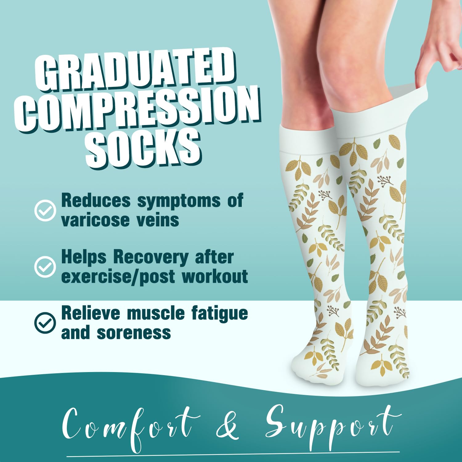 Calcetines de compresión de cobre, calcetines de compresión para mujeres y hombres, ideales para circulación, médico, correr, atletismo, enfermera, viajes