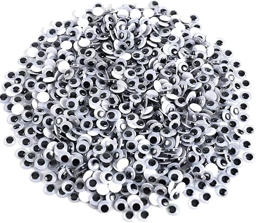 Iooleem 1000 ojos autoadhesivos de 0.394 pulgadas (0.394 in), ojos meneantes, ojos saltones y ojos saltones para manualidades.