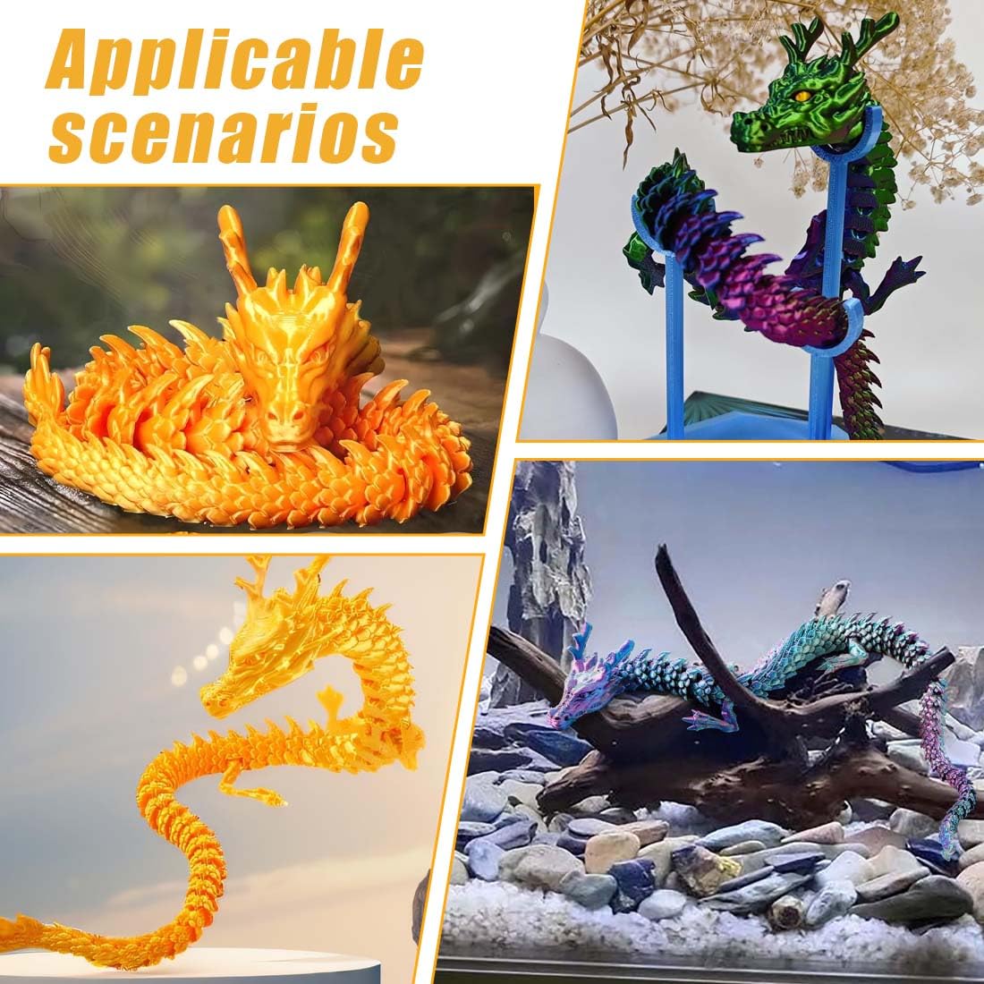 2 Dragons Articulés Imprimés En 3D – Jouet Fidget Et Déco Fantastique