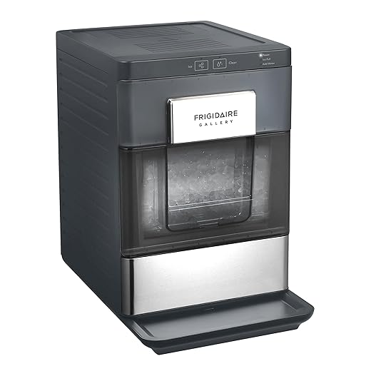 Frigidaire Gallery, 33 Lbs. Countertop Ice Maker, Nugget Shaped Ice, Stainless Steel Trim (Black)