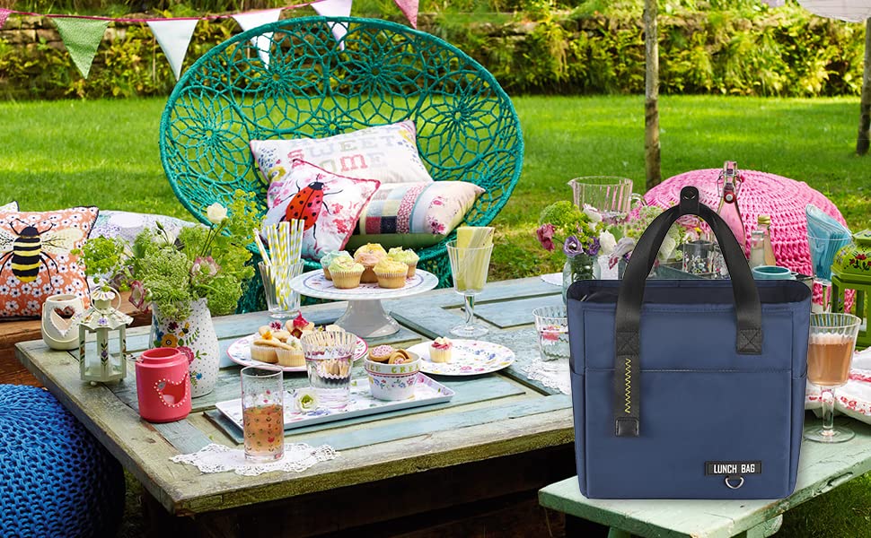 YiQ RiC Insulated Lunch Bag for Women/Men - Reusable Lunch Sack for Office Work University Picnic Beach Camping- Leakproof Cooler Tote Bag Freezable Lunch Bag for Adult (14 years old or above)