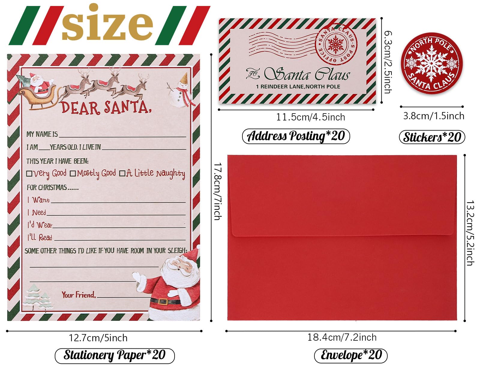 クリスマス WRITING  SANTA Amazon.com : KOFECIT Letter To Santa Kit 8 Sets - 5x 7”Fill