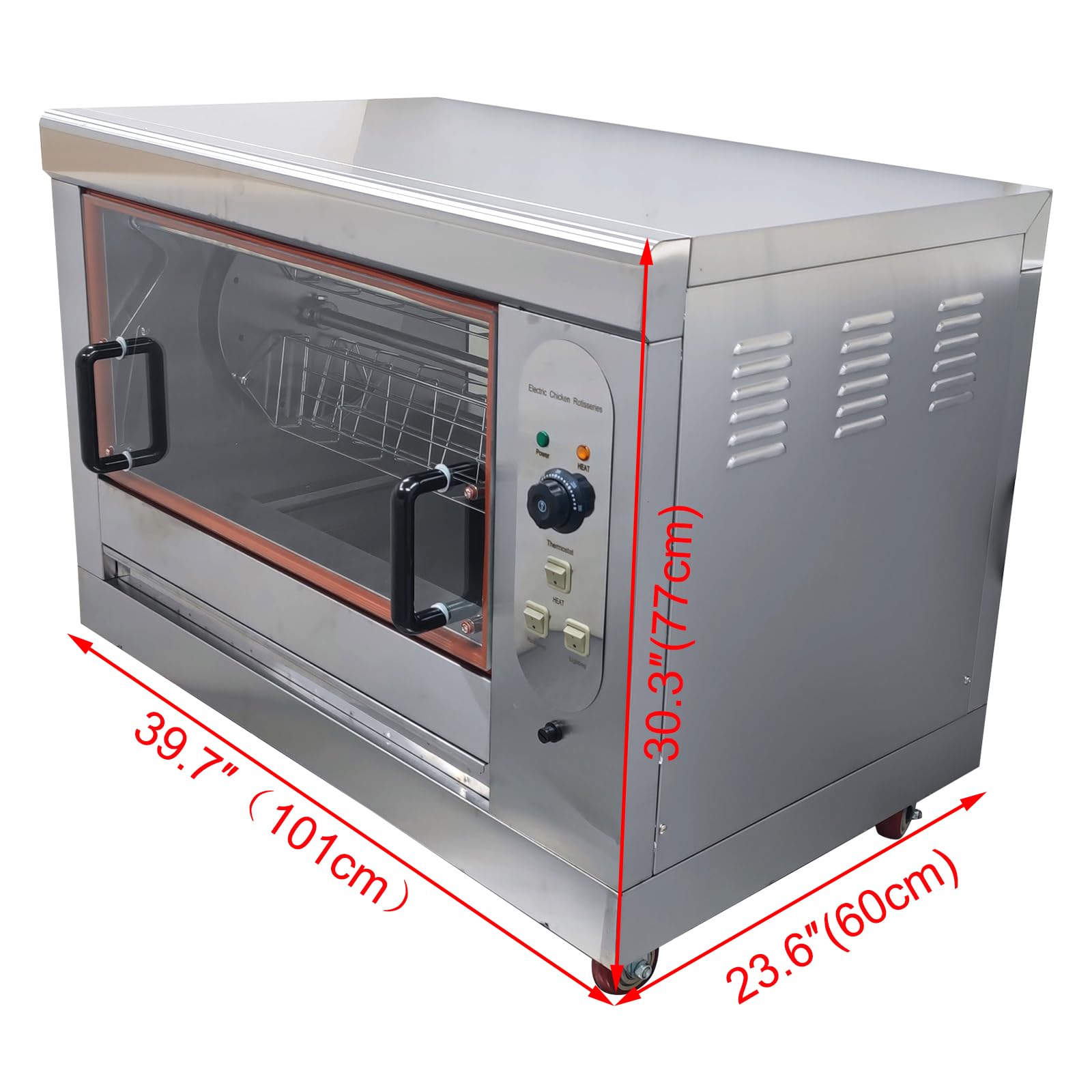 INTSUPERMAI Table Type Electric Rotisserie Oven Machine Commercial Chicken Duck Roaster Adjustable Temperature 122?-572? (50-300°C) Rotating Chicken Oven 220V