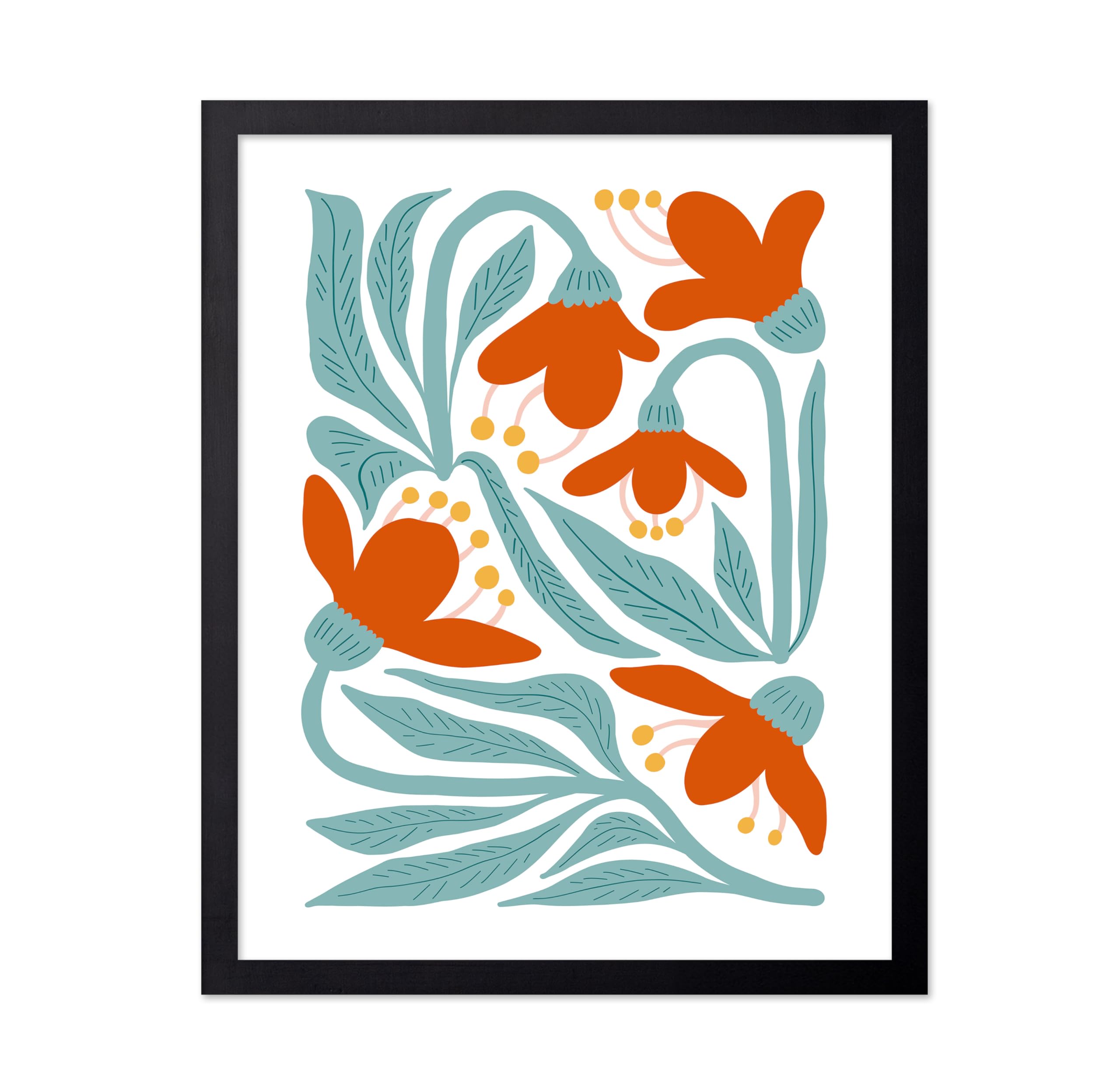 Poster Master Red Flowers Poster - Retro Lily Print - Groovy Floral Art - Spring Flowers Design - Modern & Abstract Design - Chic Boho Decor -