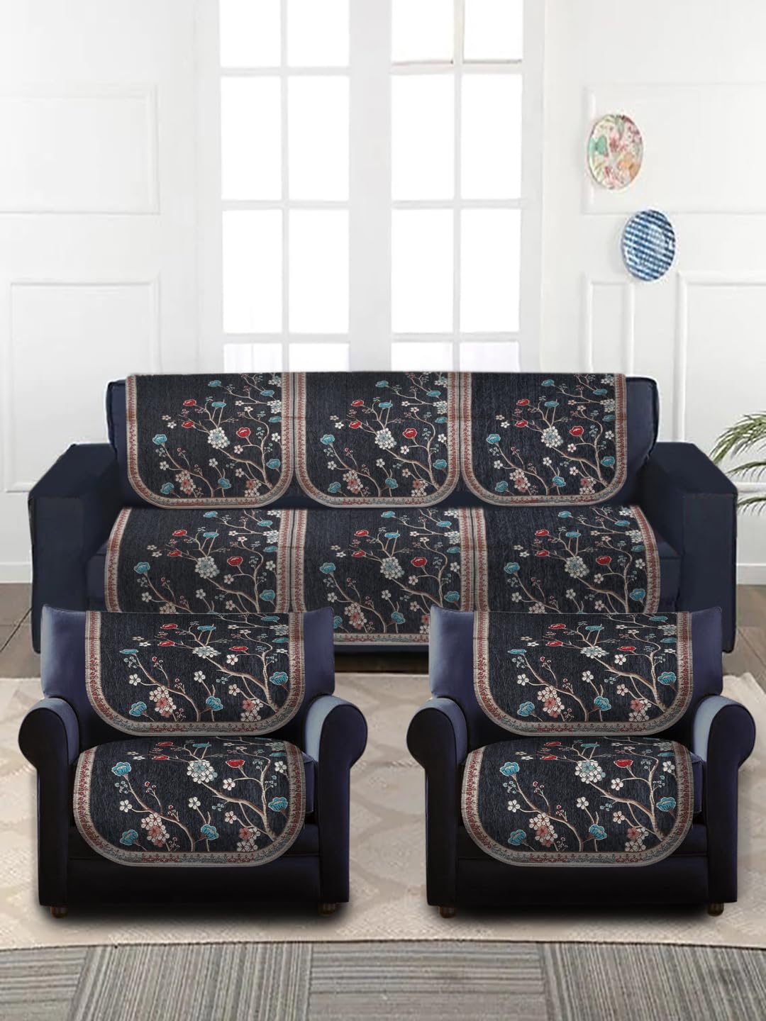 MULTITEX Luxurious Cotton Abstract Design 5 Seater Sofa Cover Set- -Silver (B0CSFSNJ43) Amazon Price History, Amazon Price Tracker