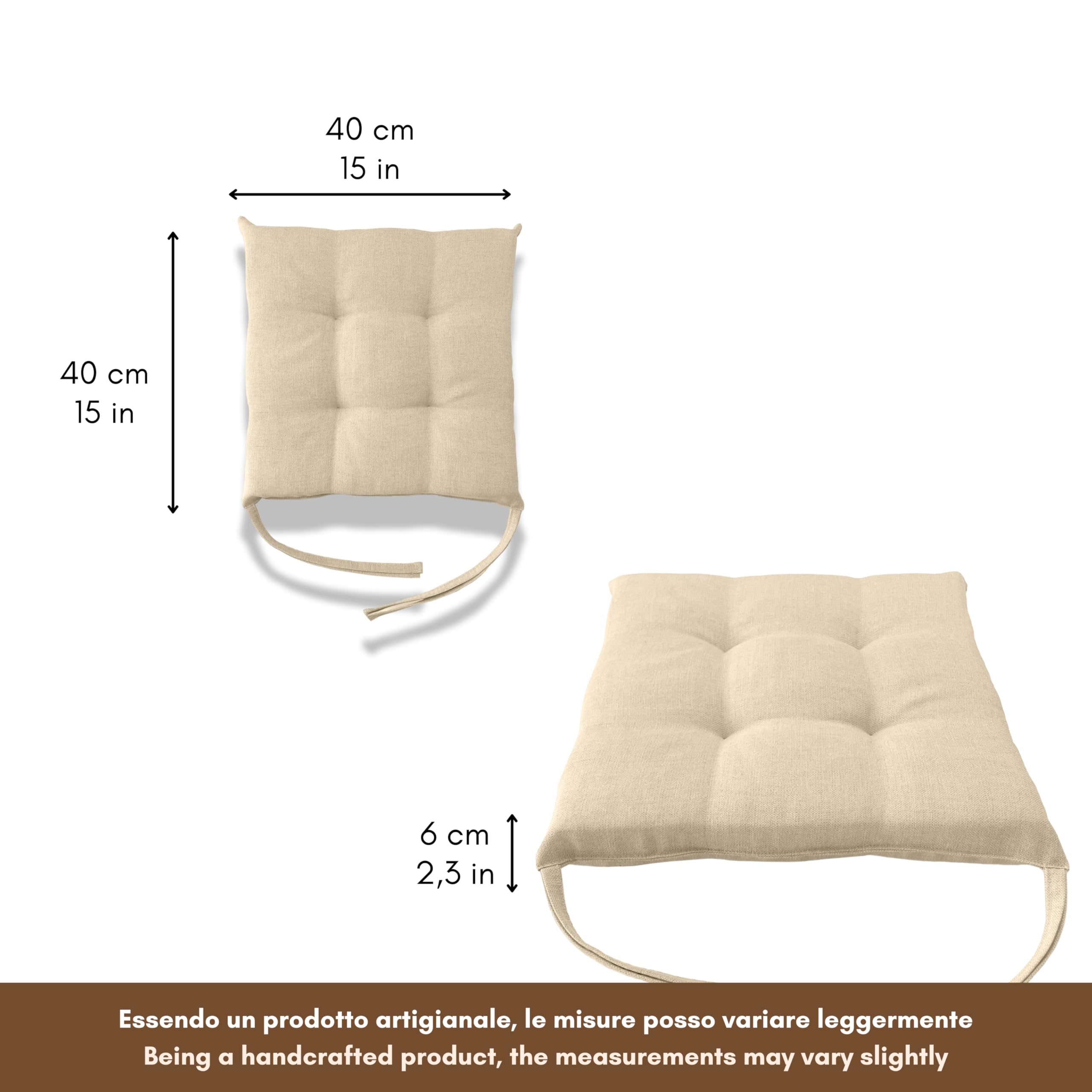 Il Tuo Artigiano Design Lot de 4 ou 6 Coussins pour Chaises de Cuisine Made in Italy - Coussins pour Chaises de Cuisine, lot de 6, 40x40 cm, épaisseur 6 cm - Rembourrage en Éponge et Acrylique Doux (6