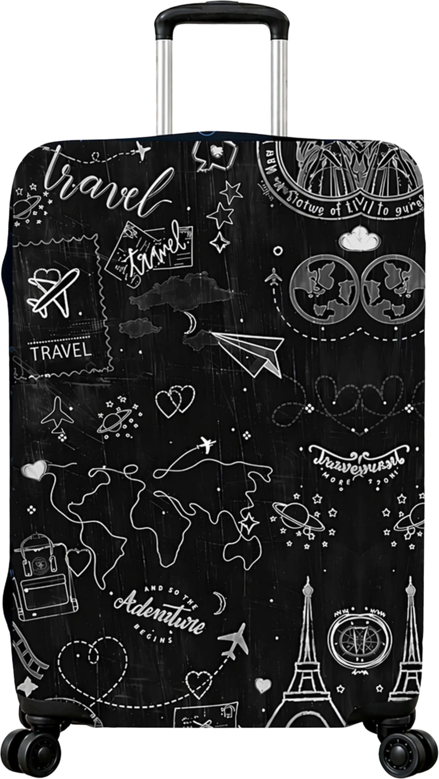 premium printed polyester luggage cover for trolley bags stretchable suitcase protector for travel and dust protection