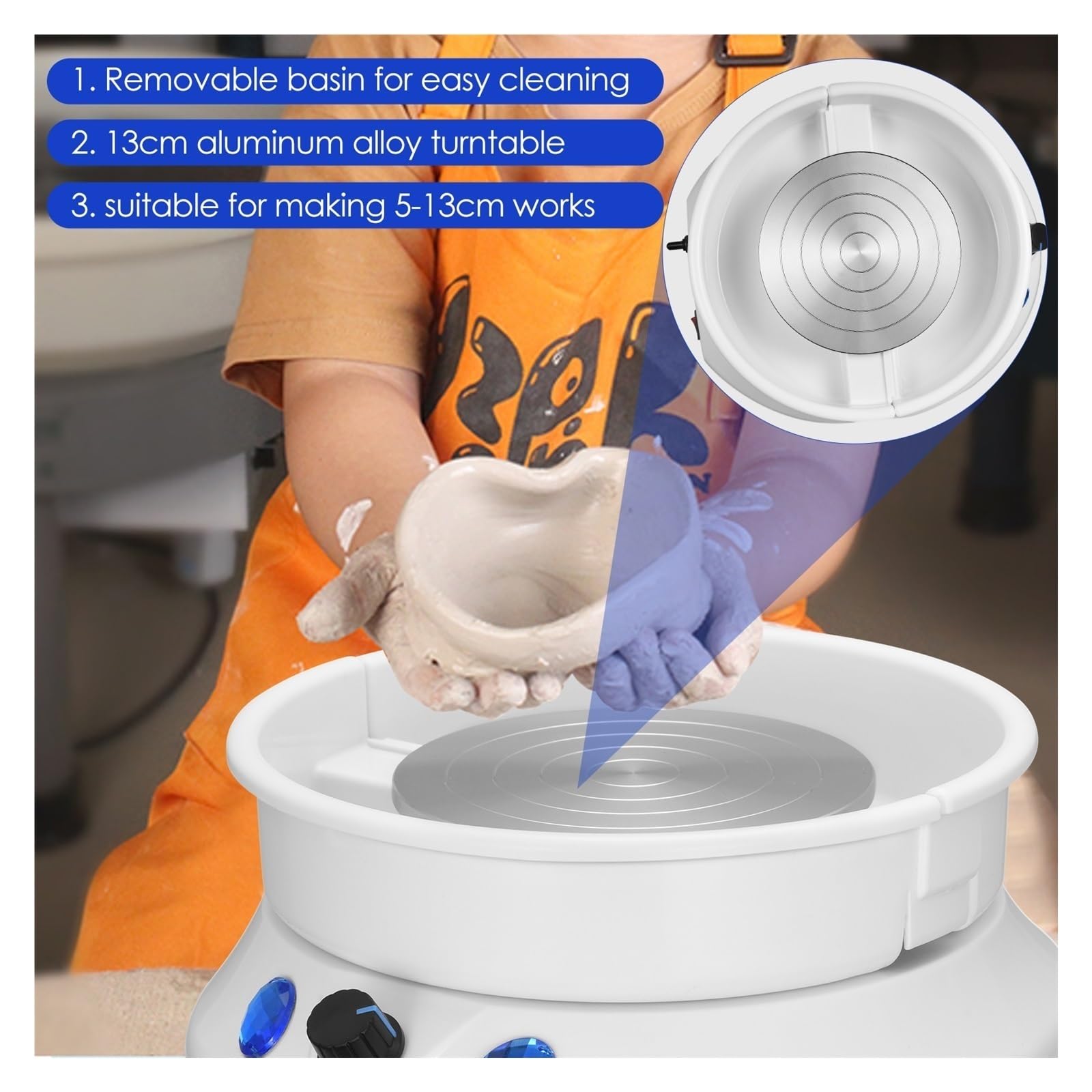 Elektryczna Maszyna Do Formowania Na Kole Garncarskim 13 Cm, Ceramiczna 60 W, Narzędzie DIY Obraca Się Stabilne Płynnie
