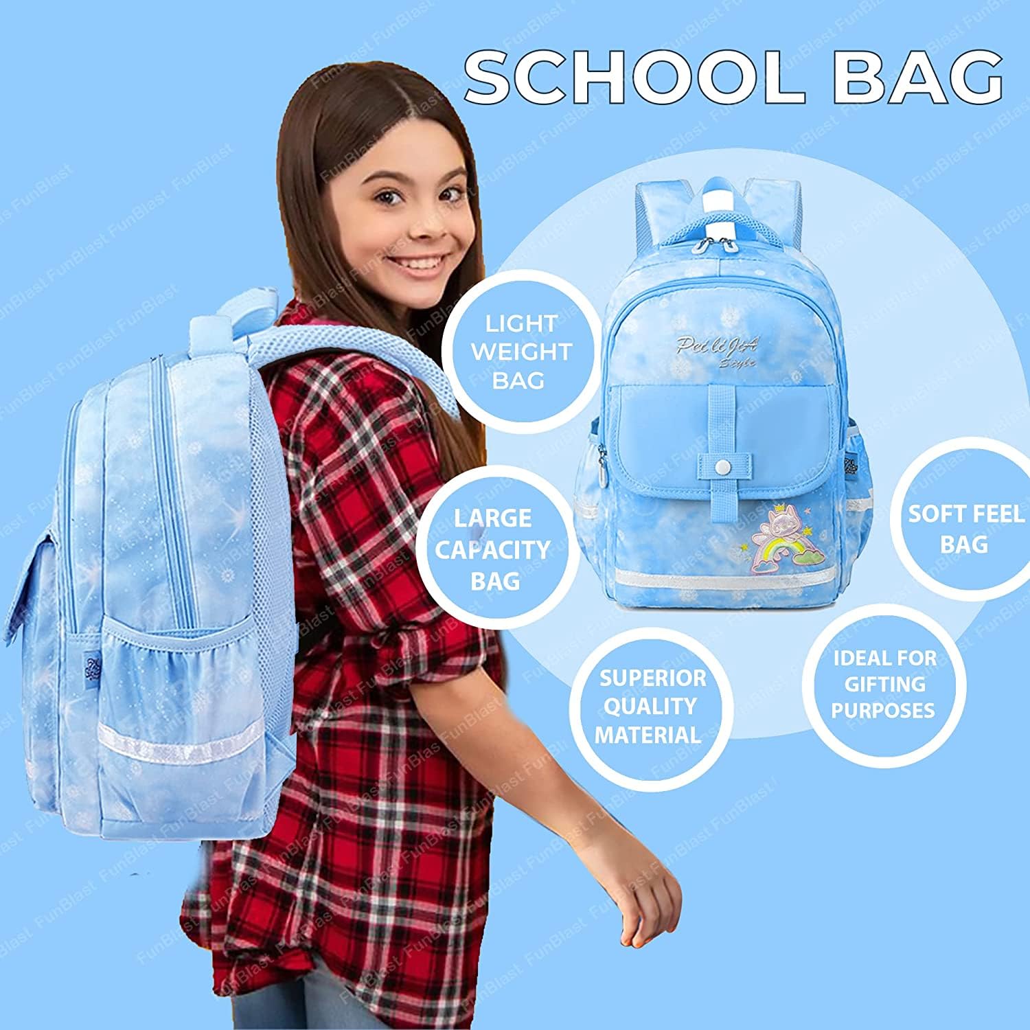CROPDAK Unicorn Backpack for Children - School Bag for Student, School and College Bags, Lightweight Large Capacity Bag for Boys Girls Kids, Travel Bag, Picnic Bag (42 X 29 X 18 CM) 4