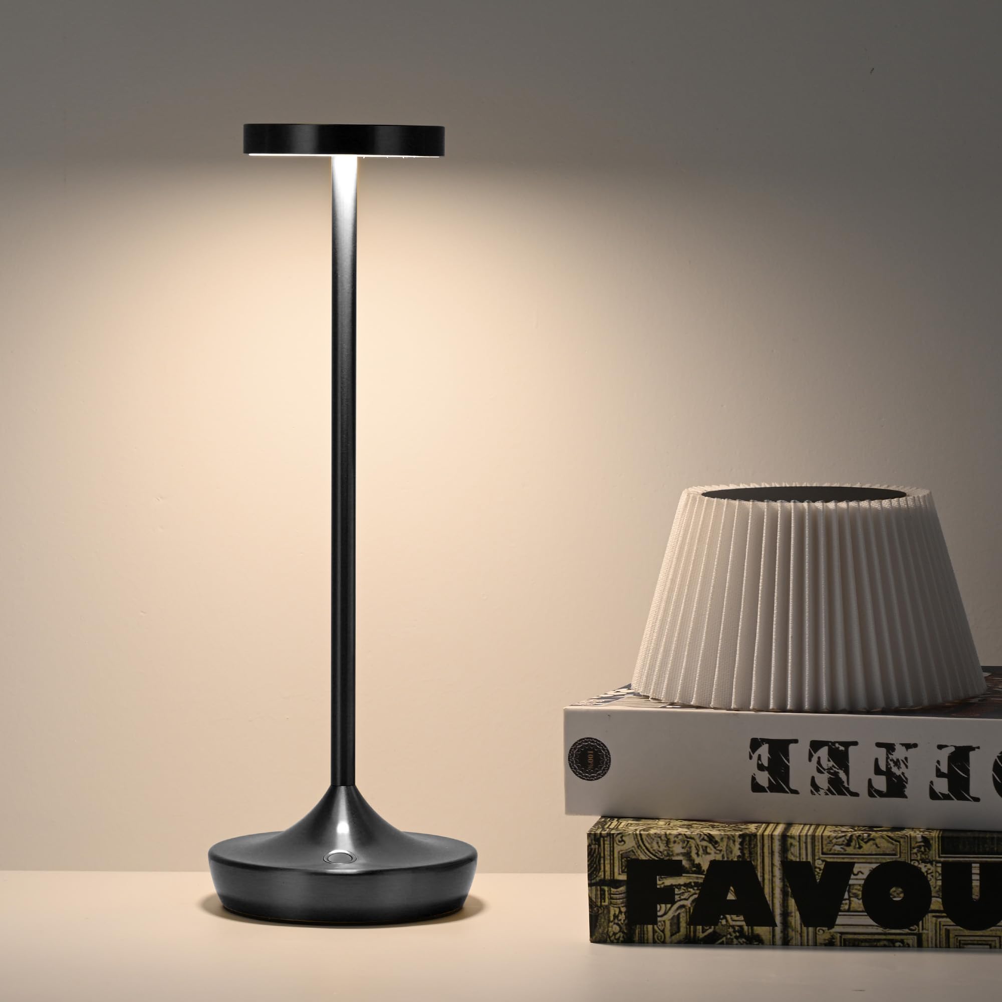 YHT Cordless Rechargeable Table Lamp - 6000mAh Battery, IP54 Waterproof, 3-Color Dimmable LED Light For Indoor/Outdoor