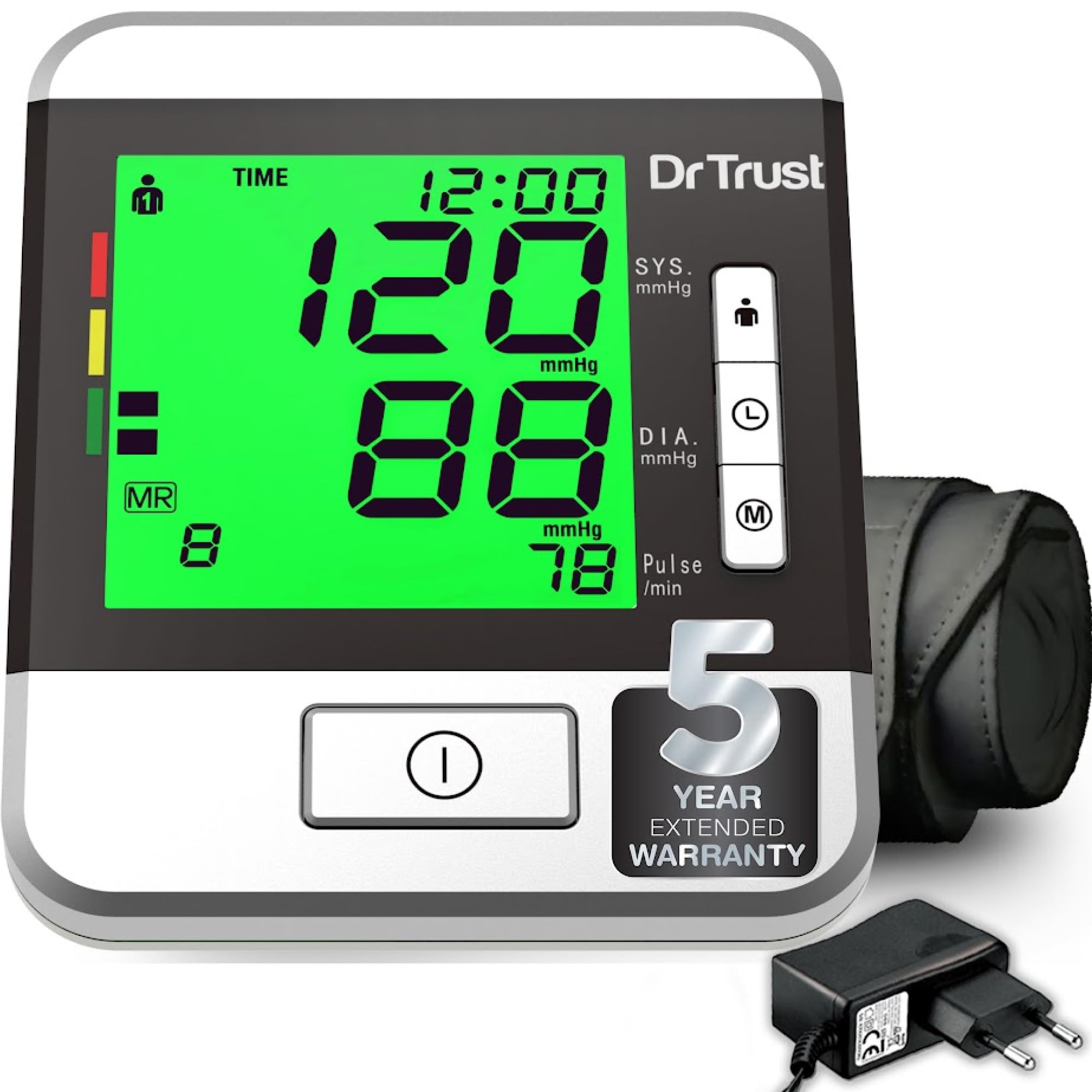Dr Trust(USA) Goldline Talking Automatic Digital Bp Monitor Machine, 3 Color backlight (Includes Adapter, Carry Bag, Batteries)- 103
