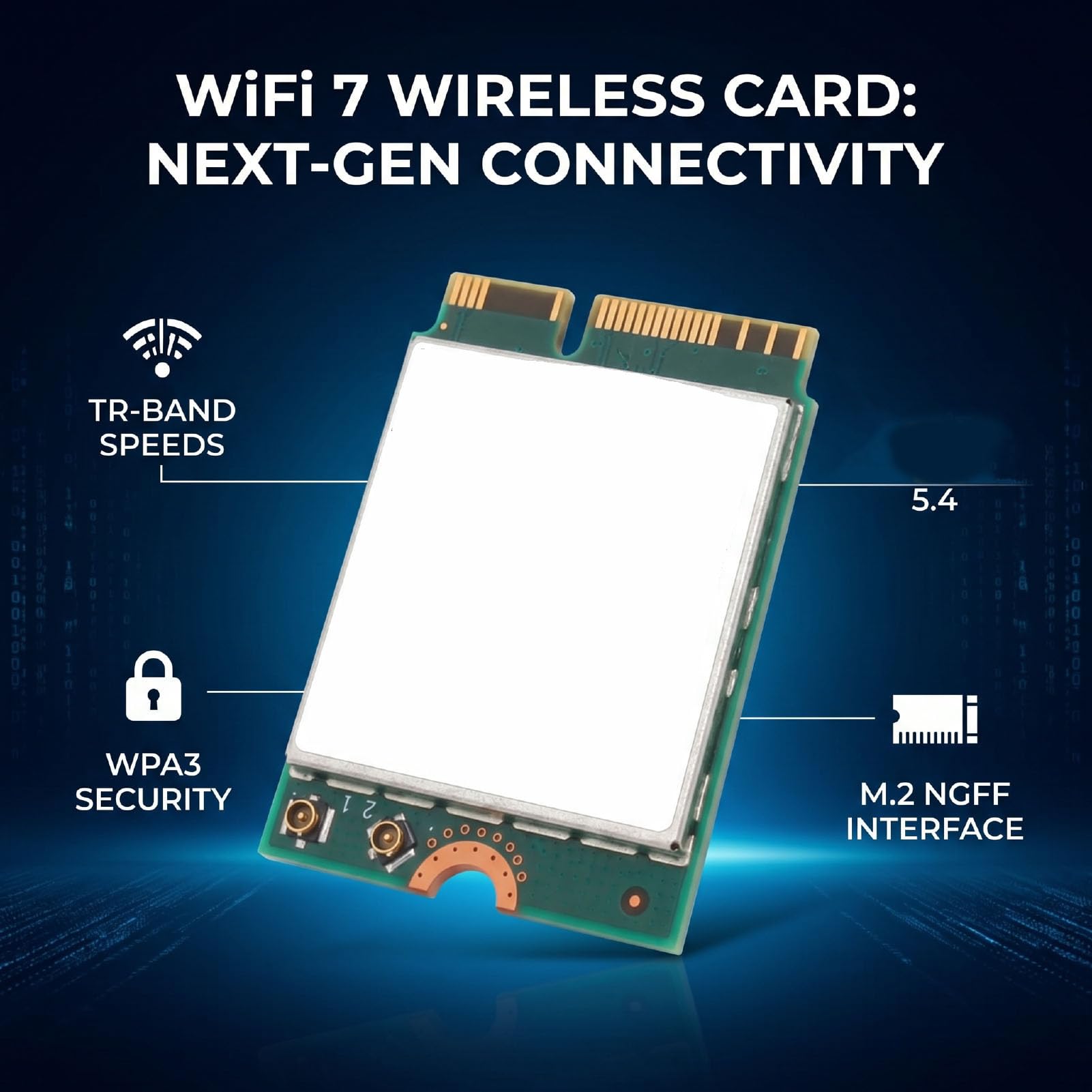 Sxhlseller Carte Réseau WiFi 7 M.2, Tri-Bande 8774 Mbps, BT 5.4, M.2 2230