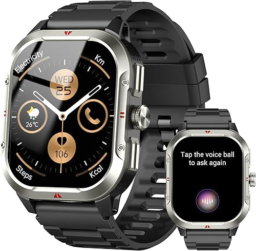 Reloj inteligente para hombres y mujeres, GPS, militar de 2.06 pulgadas, rastreador de actividad con llamadas Bluetooth, reloj inteligente, contador