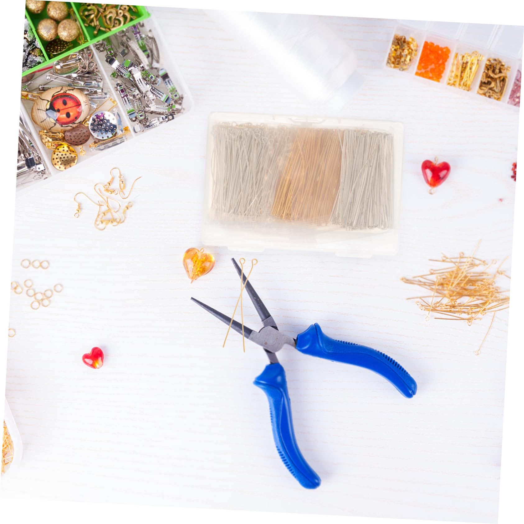 TEHAUX 600-piece Jewelry Making Pin Set Flat Head Pins for DIY Necklace Bracelet Earring Charms Iron Material Easy to Use Store for DIY Jewelry Projects