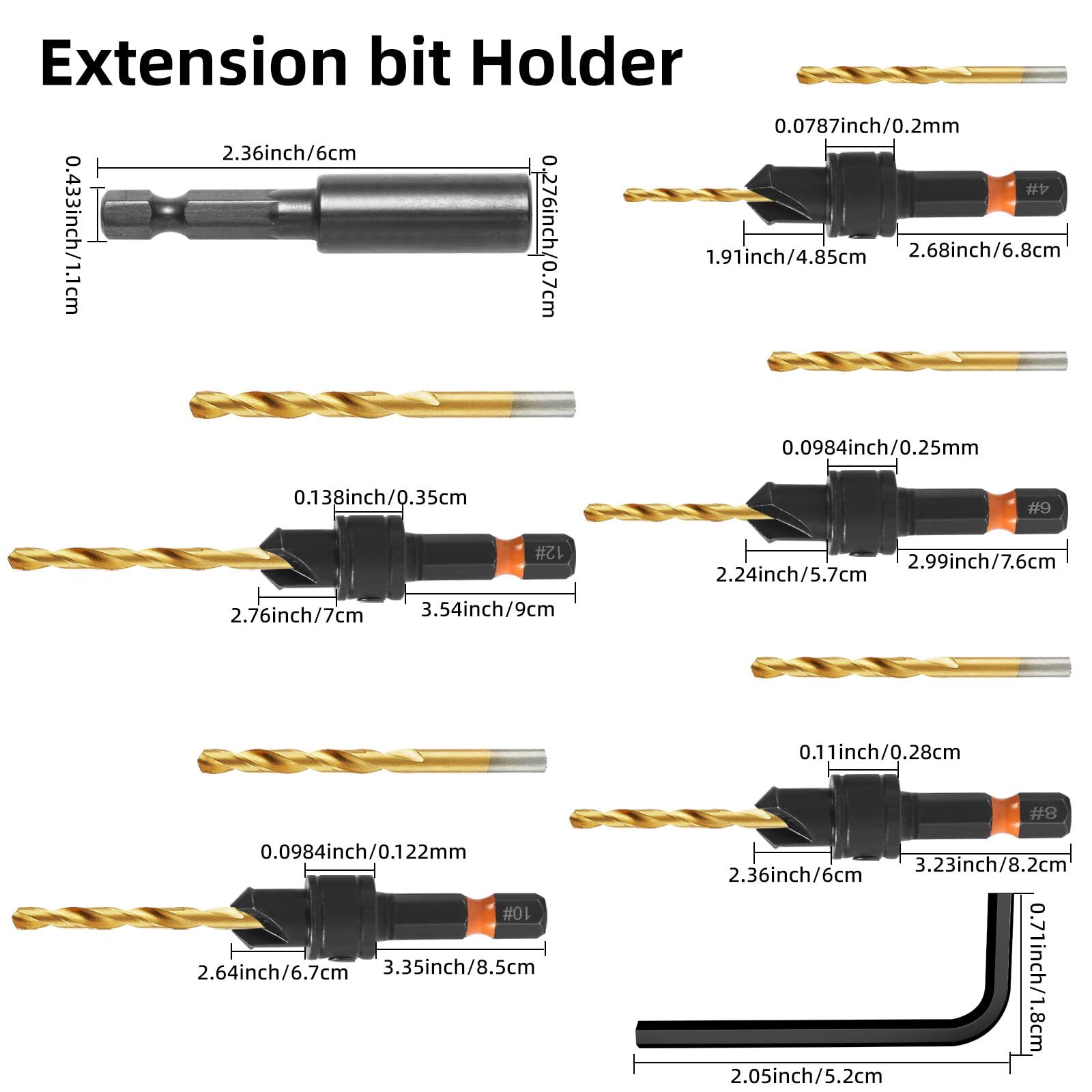HSS Countersink Drill Bits - 12 Piece Set -2 HSS Countersink Drill Bits - 12 Piece Set -2