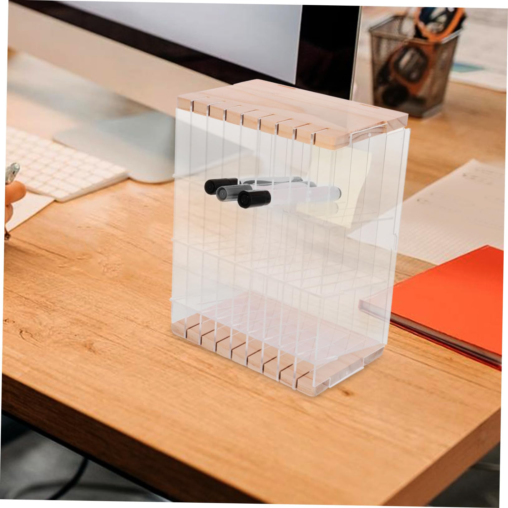 SEWACC Multifunktionaler Schreibtisch Organizer Lagiges Stifthalter mit Fächern Transparenter Desktop Organizer für Büro Schule und Zuhause Aufbewahrungsregal