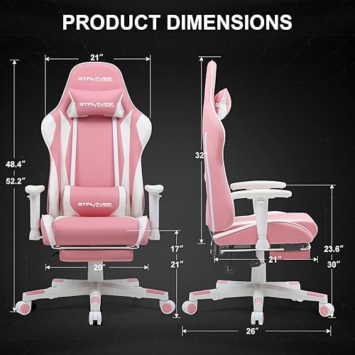 Miniatura 3 de GTRACING Silla de juegos con reposapiés, silla ergonómica de escritorio para juegos de computadora, silla reclinable, ajuste de altura del asiento,