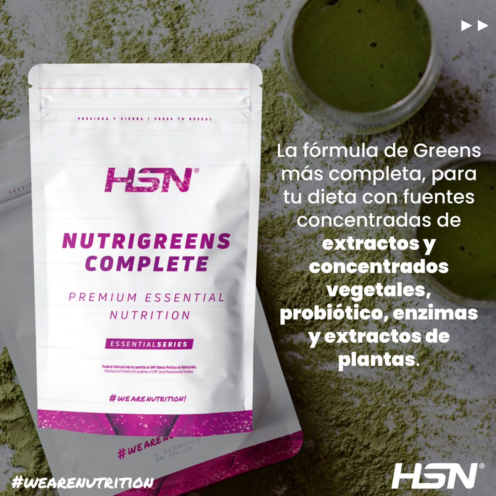 Complete Nutrigreens HSN 150 g Greens en Polvo Super Alimento Natural Vitaminas Minerales Fibra No-GMO Vegano