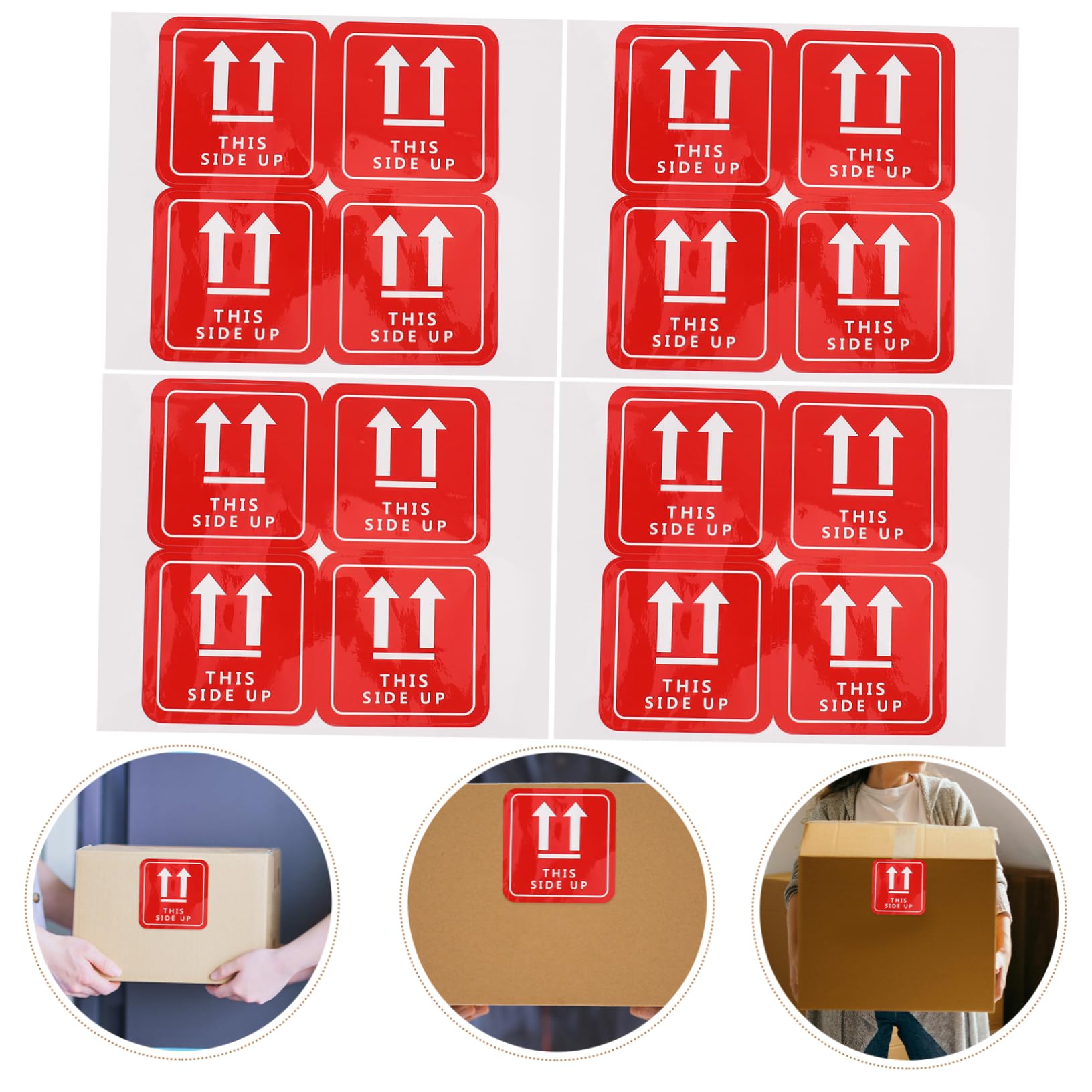 VILLFUL 16 Pcs Red Shipping Care Sticker This Side Up Stickers For Shipping Pvc This Side Up Decal Caution Label Sticker