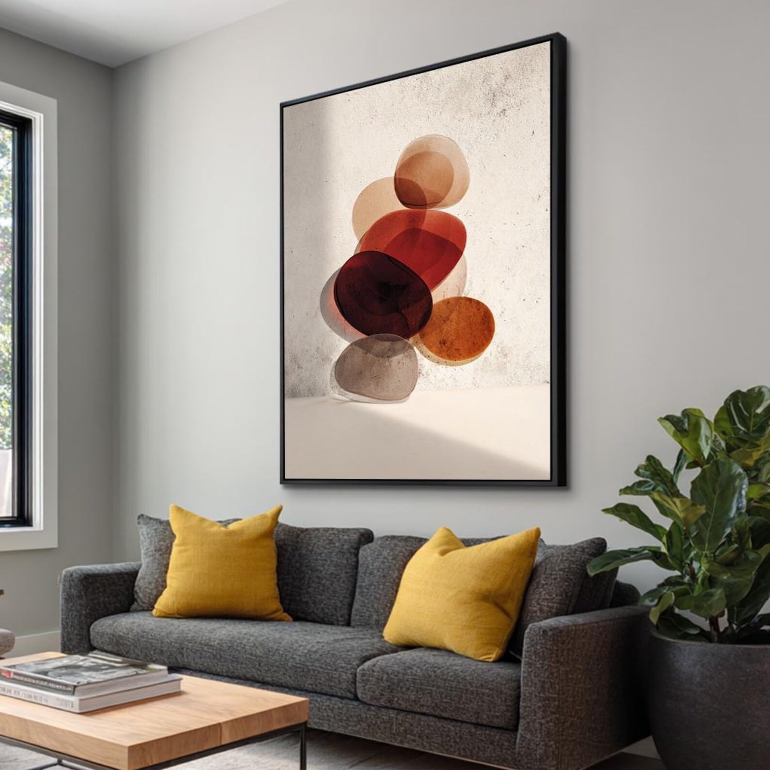 Large Japandi Canvas Wall Art, Wabi Sabi Abstract Painting, Portrait Buddhism Canvas, Natural Decor Pictures，Home Decor(60x90cm/Frameless)