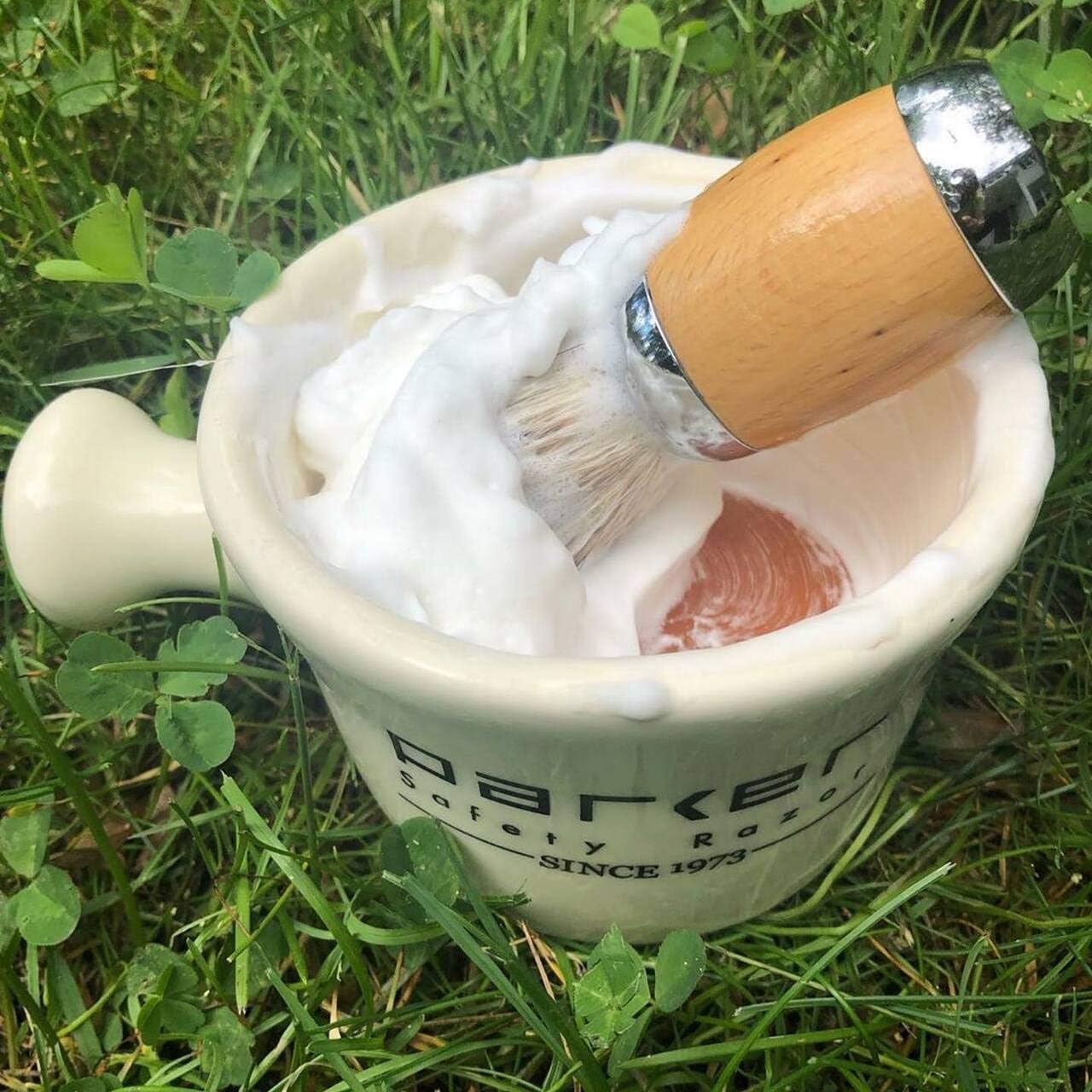 Parker Deluxe Stoneware Apothecary Shaving Mug for Soap and Cream, Ivory image 3