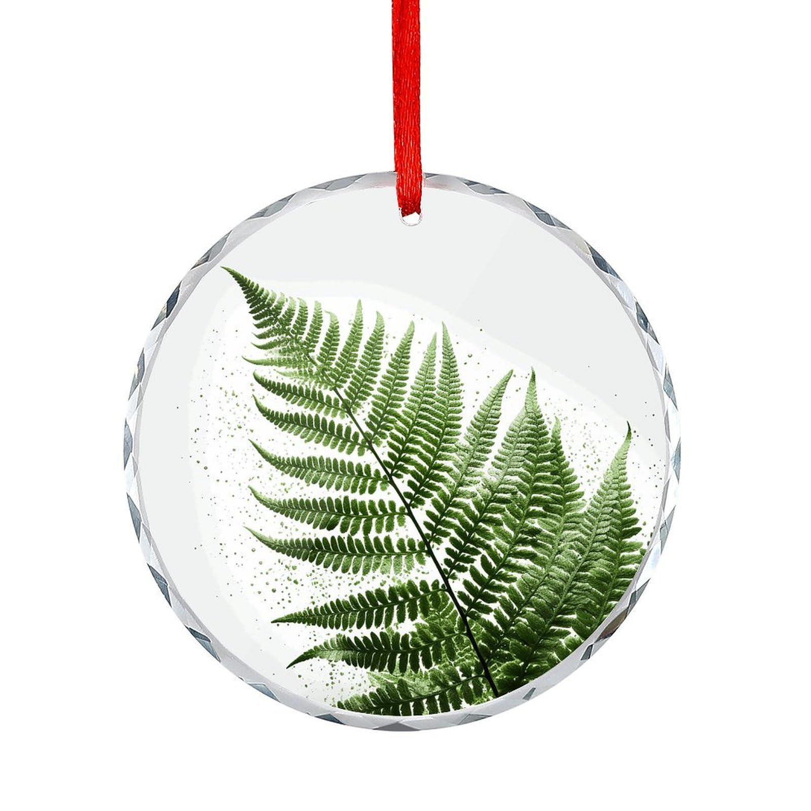 Btcowzrv Style Single Green Fern Leaf Round Ornament Hanging Pendant Decor