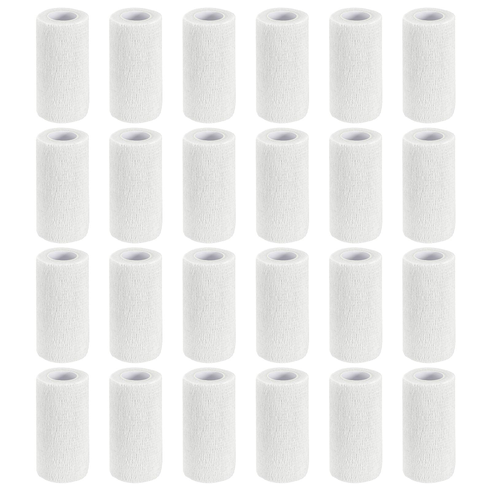 PATIKIL Benda Autoadesiva Avvolgibile 177" X 4", 24 Pezzi Benda Elastica Autoaderente Traspirante Per Sport Polso Caviglia Nastro Atletico Estensibile, Bianco