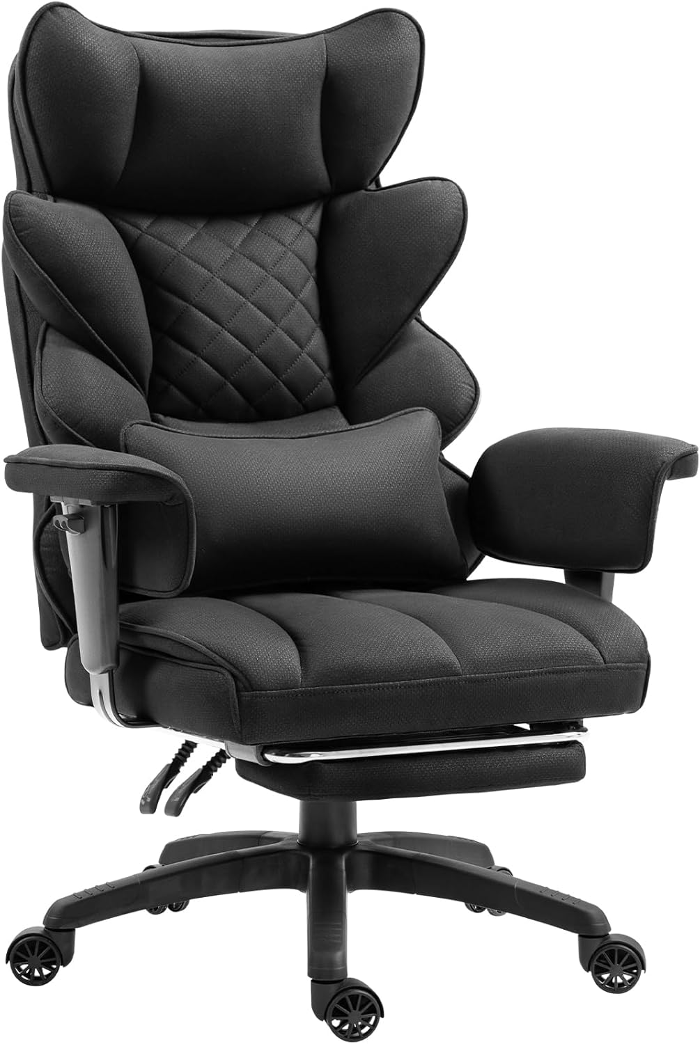 Product image of Dowinx Big and Tall Office Chair with Pocket Spring Cushion,High Back Computer Gaming Chairs with Adjustable Armrests and Lumbar Support,Executive Desk Chairs with Footrest,(Fabric, Black)