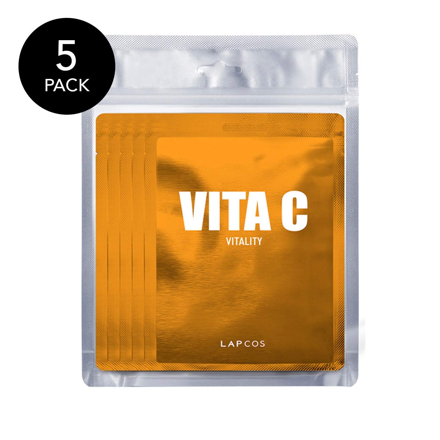 LAPCOS Vita C and Collagen Sheet Mask Set, (10-Pack) Daily Sheet Masks with Vitamin C and Collagen, Anti-Aging and Clarifying Duo to Treat and Renew Skin, Korean Beauty Favorites