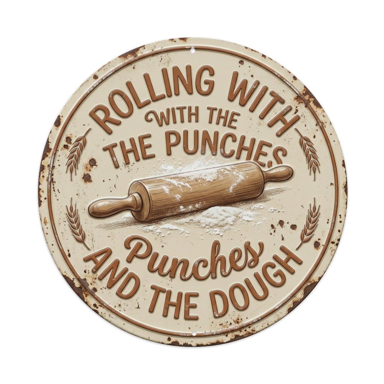Rolling Pin Dough Livingroom Vintage Metal Tin Sign Plaque Wall Decor for Cafe, Club Bar, Office, Garden Metal Poster 8x8Inch