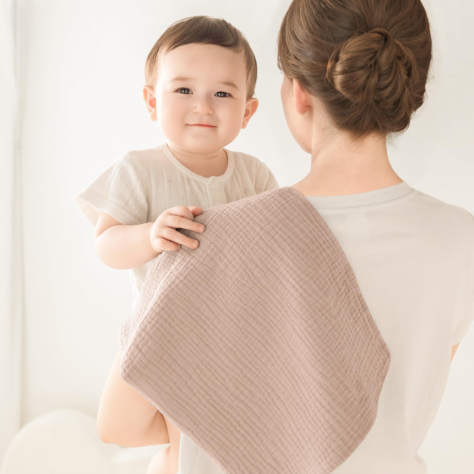 Susurration Salviette in Garza per Bambini Super Morbido Assorbente in Mussola a Grana Per Neonati, Unisex, per Bambine E Ragazzi 8 Pezzi, Set 60x60CM (Blu-verde)