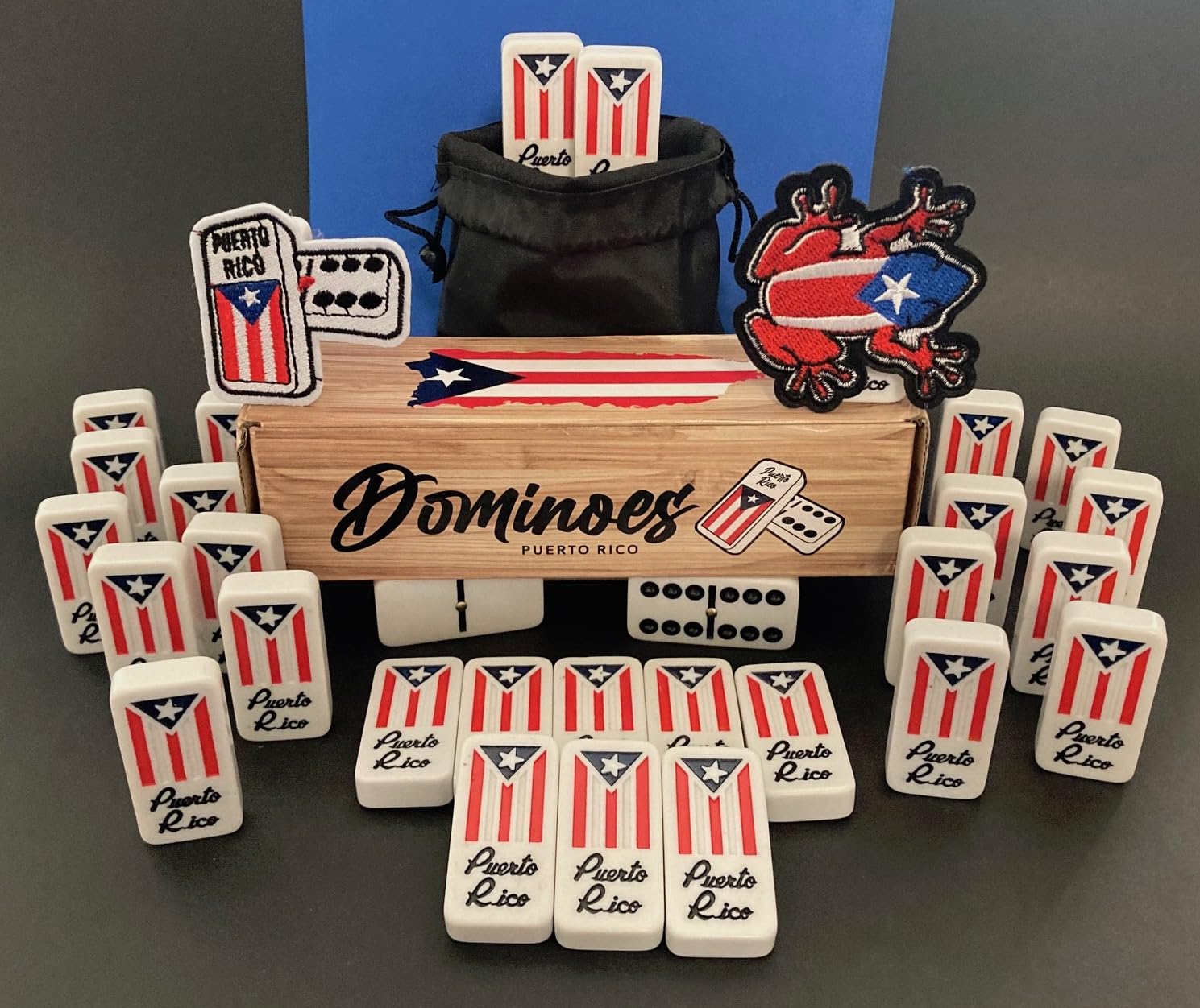 Juego de bolsas de dominó de Puerto Rico Juego de Dominó Azulejos Boricua PR Puerto Rico Domino Conjunto Clásico Doble Seis Domino Tamaño Adulto Debe Tener Familia (Viene con bolsa de viaje) sin caja 5