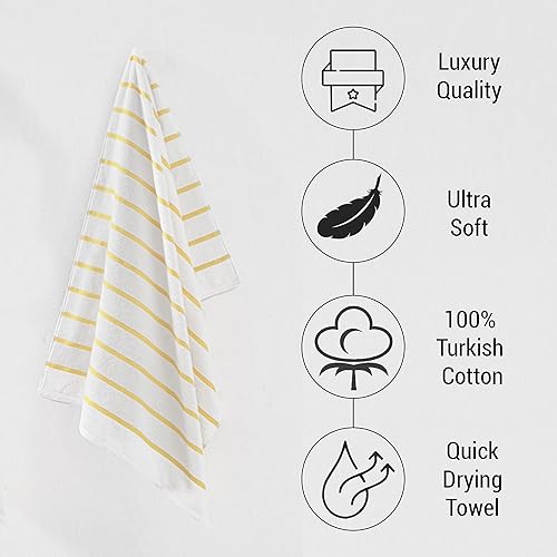 Miniatura 5 de Paquete de 3 toallas de playa a rayas amarillas, grandes, de gran tamaño, 100% algodón, toalla de playa turca, calidad de hotel, lujosa, 460 GSM,