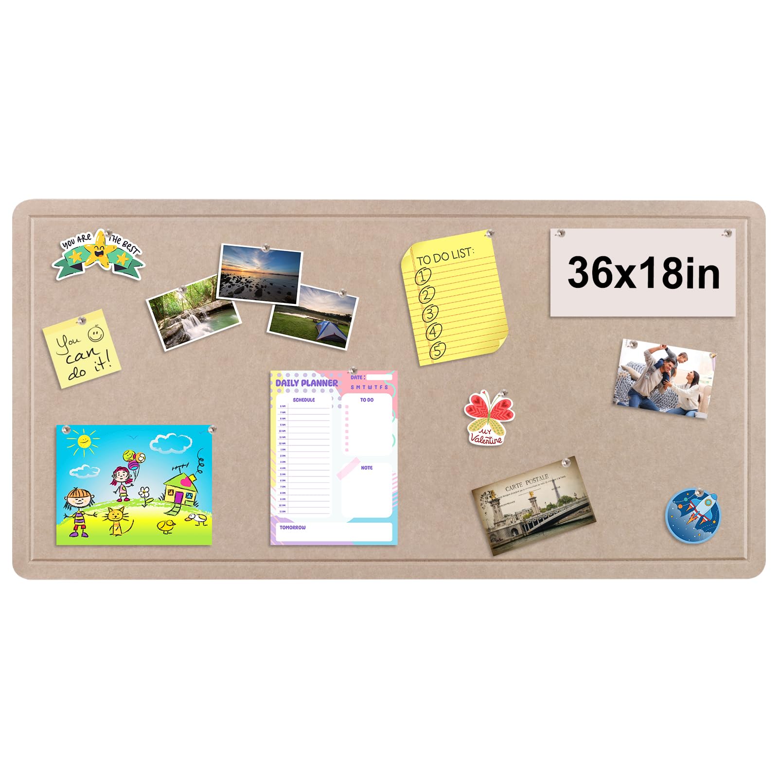 Foldable Bulletin Felt Board, 36x18 Inches Cork Board Alternative, Large Felt Board Decorative Pin Board for Wall, Foldable Photo Board Self-Adhesive