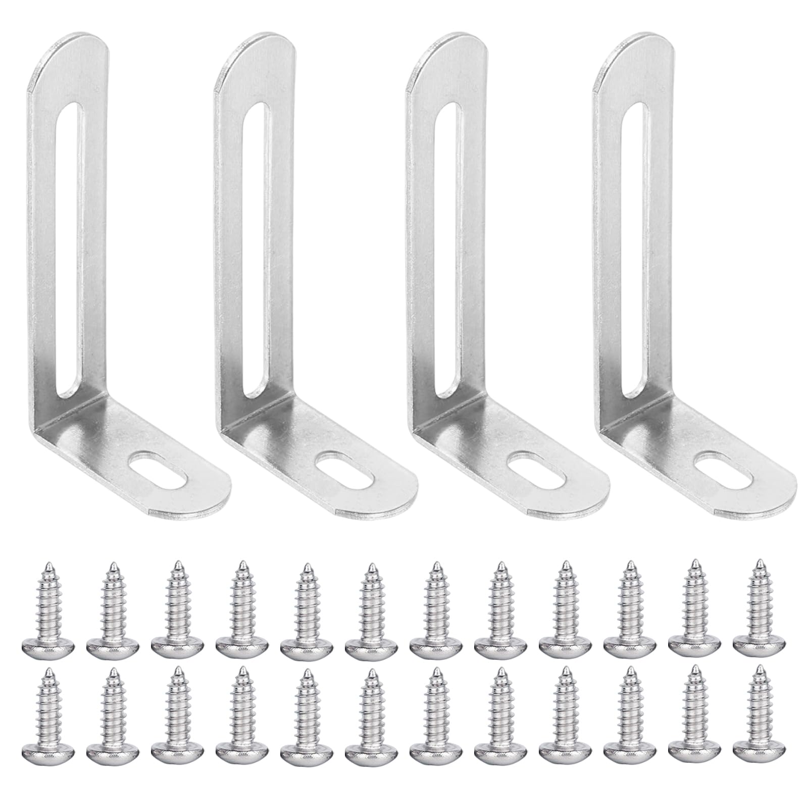 Fuyiocn Silver L Brackets, 30Pcs Angle Brackets, 90° Corner Braces For Wood Shelves, Furniture, And Wall Mount Support
