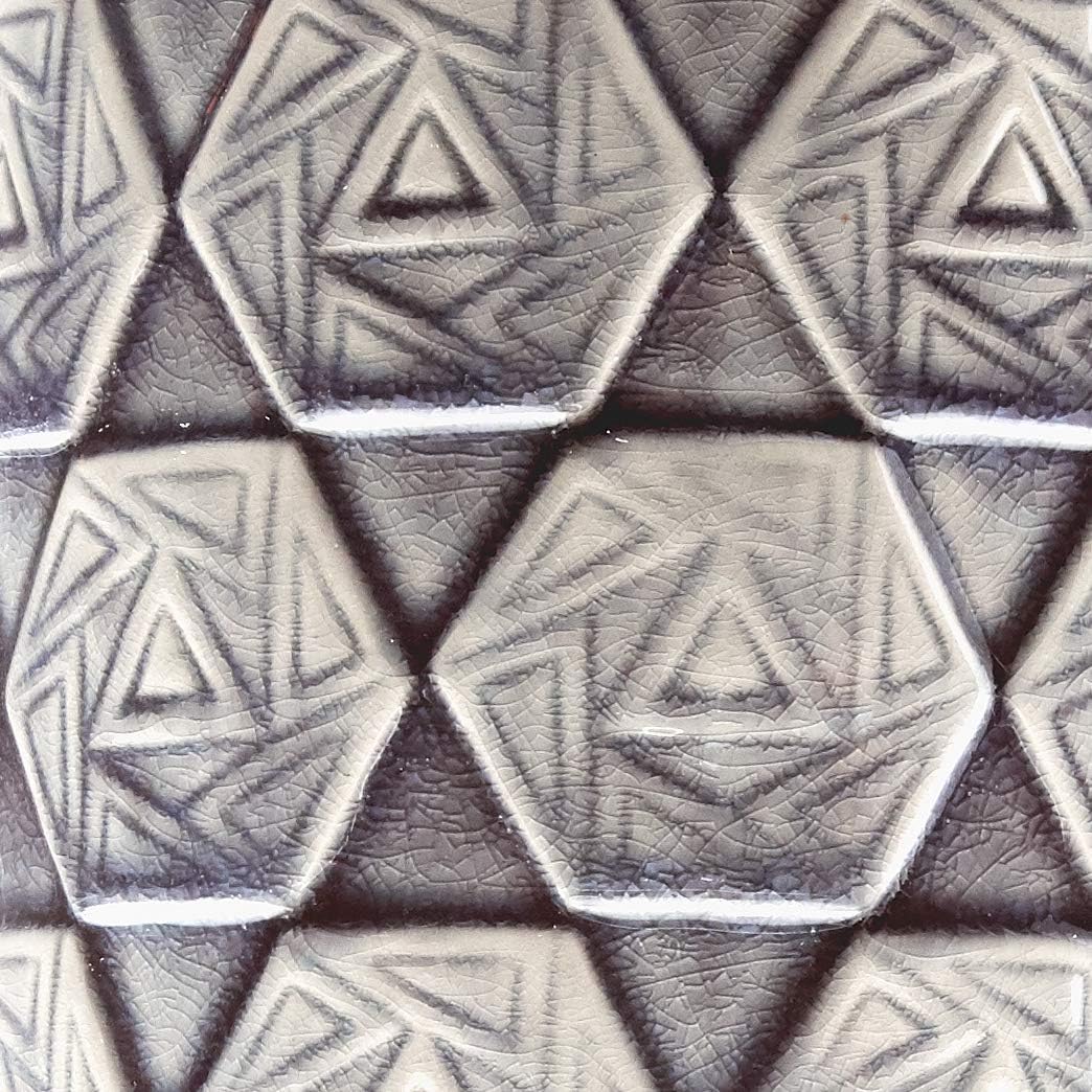 Buy 1 get 1 Amazon Brand – Rivet Modern Ceramic Table Lamp with Geometric-Patterned Base, 22.75H, Grey