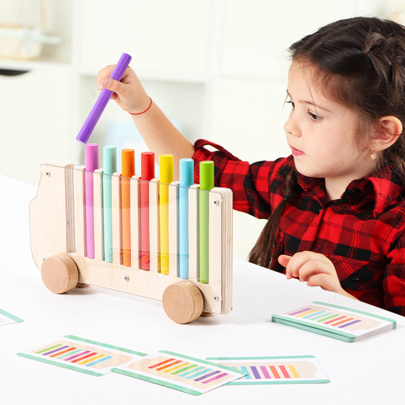 Kinder Jungen Mädchen aus Holz, Farbe Kognition, Lernspielzeug aus Holz, Farbe Sortierspiel, mehrfarbig