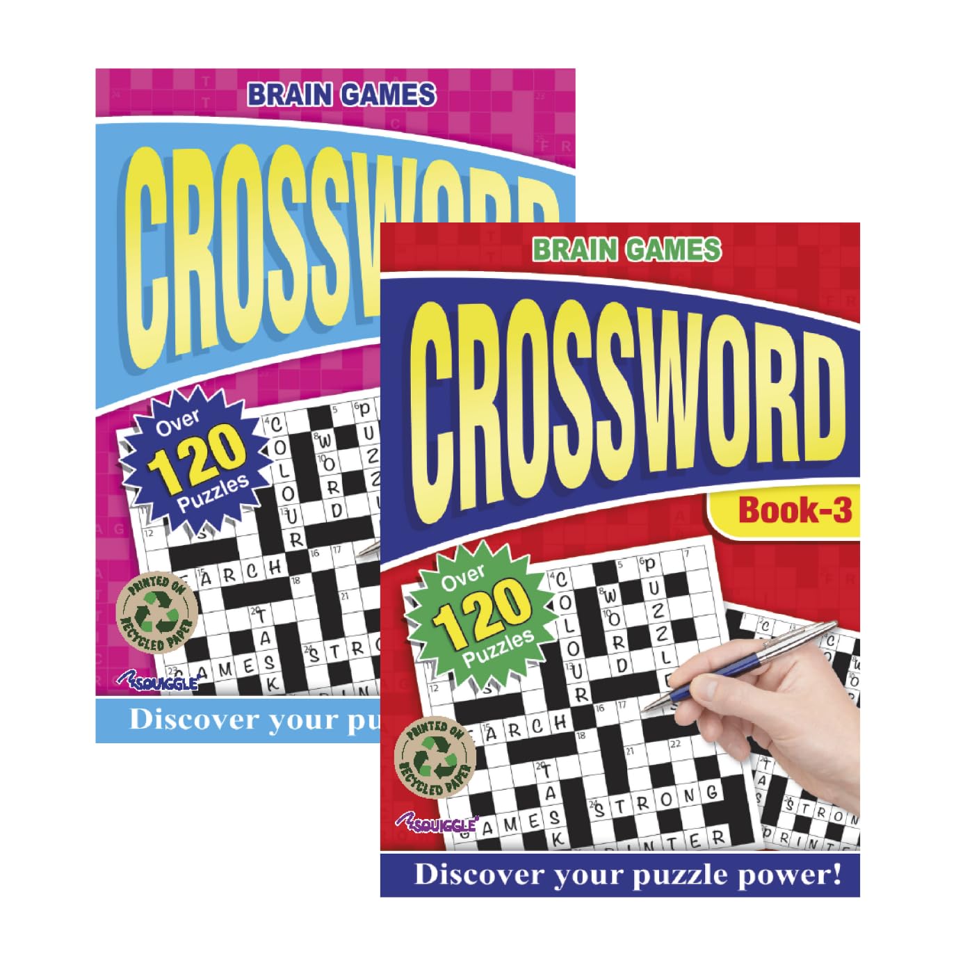 Squiggle A4 Crossword Puzzle Books - Set of 2-136 Crossword Puzzles Each