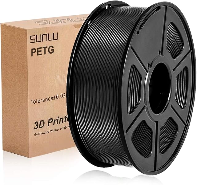 PETG 3D Printer Filament 1.75mm 1 kg Spool, SUNLU PETG Filament Black 1.75 +/- 0.02 mm for 3D printing