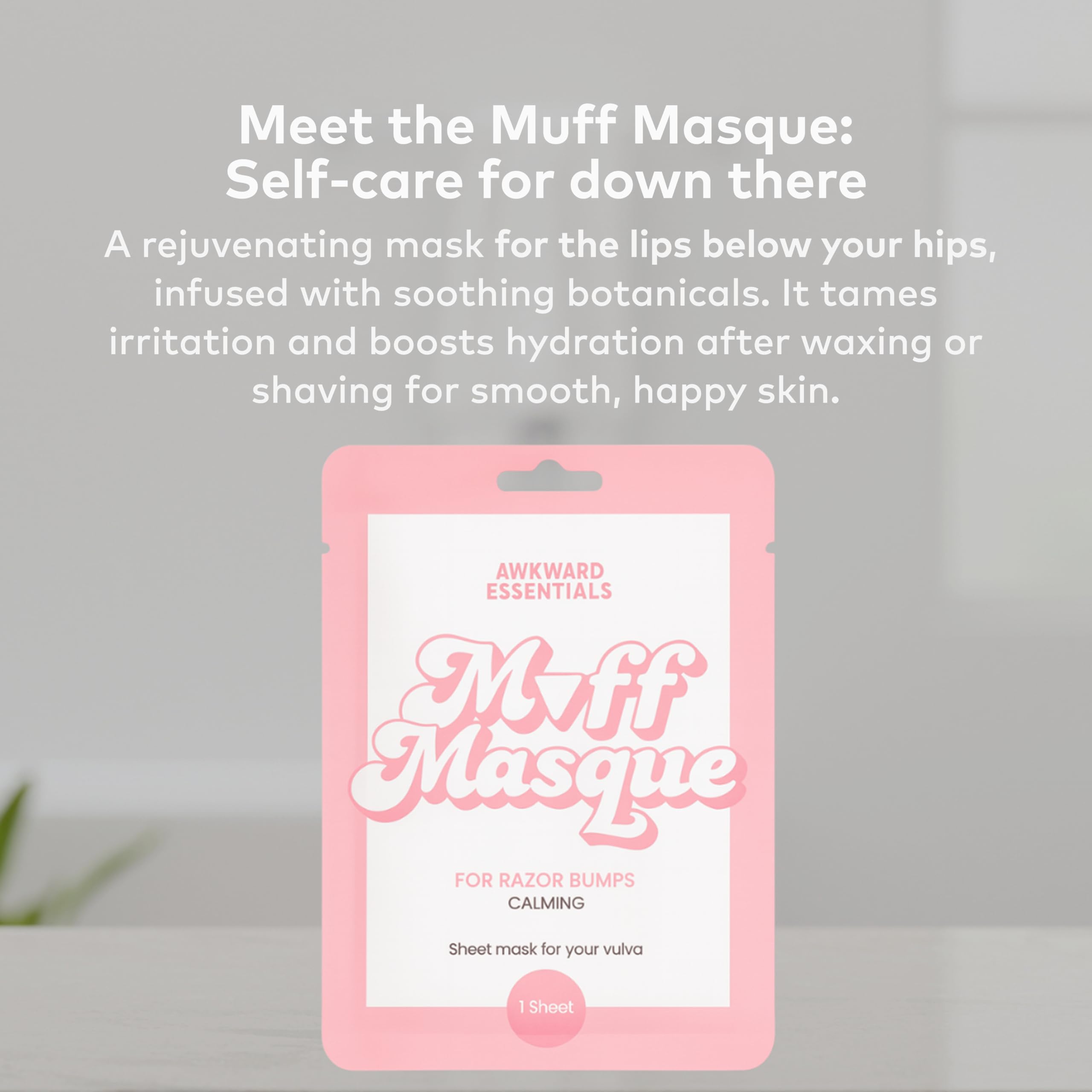 Awkward Essentials Muff Masque Moisturizing Plant-Based Vajacial Mask for Women, Hydrating Vulva Care Sheet Mask Relieves Vaginal Dryness, Itching & Hydrates Hair