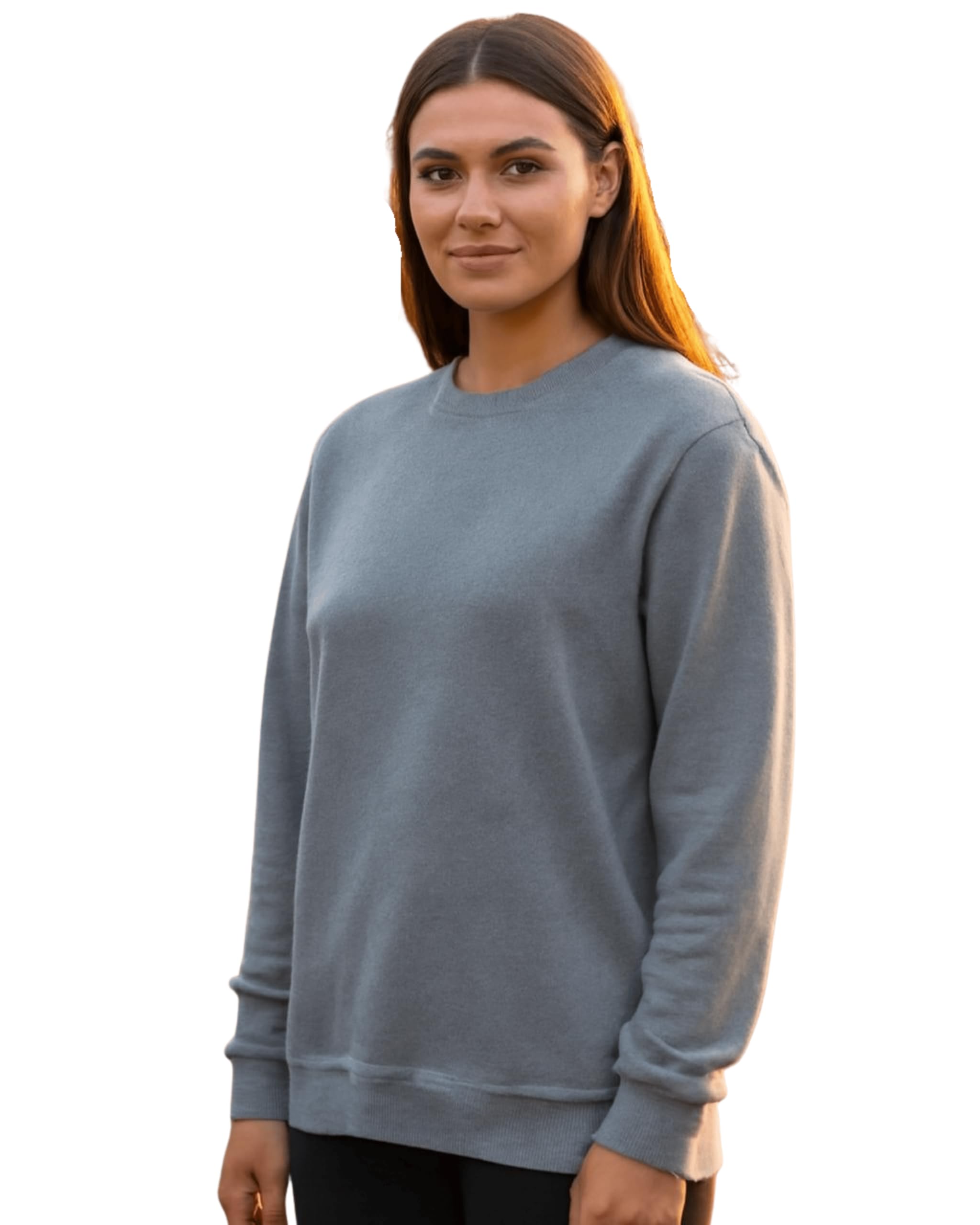 ug fashion Women's Crew Neck Sweatshirt, Long Sleeve, Ribbed Cuffs and Hem (in, Alpha, XL, Regular, Grey)-picture-30