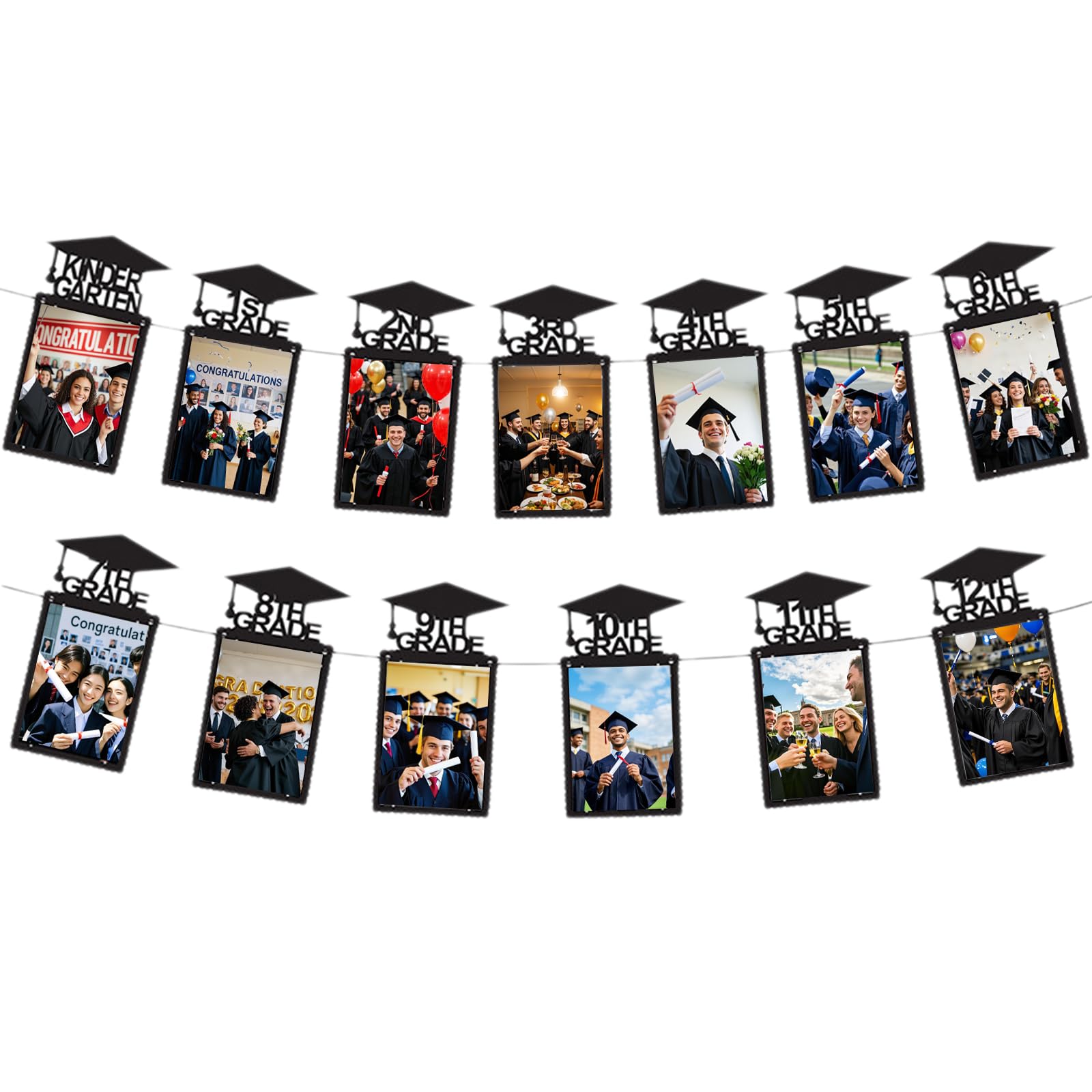 hhdatc Graduation Banner Class of 2025 Decorations Graduation Picture Celebrate Grads with Pre-Strung Banner & Photo Backdrop for Parties Supplies