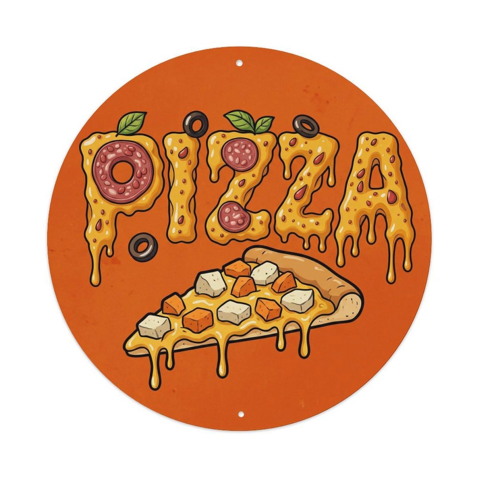 Huiyhb 8X8inch(20X20cm) Vintage Pizza Slice Yam Sweet Potato Metal Tin Sign