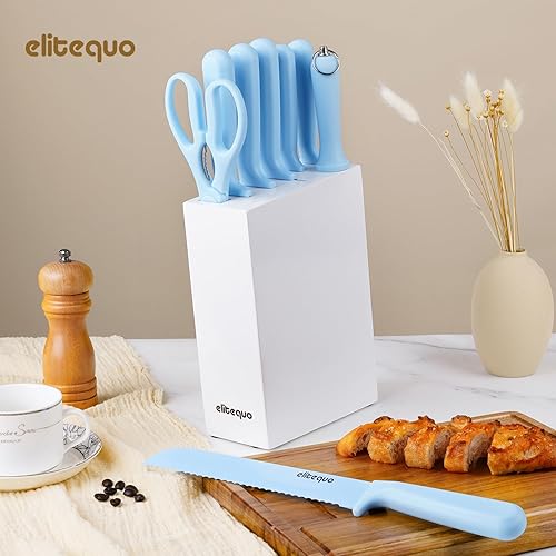 Miniatura 7 de Juego de bloques de cuchillos de cocina de 8 piezas con afilador, apto para lavavajillas, juego de bloques de cuchillos de acero inoxidable alemán B