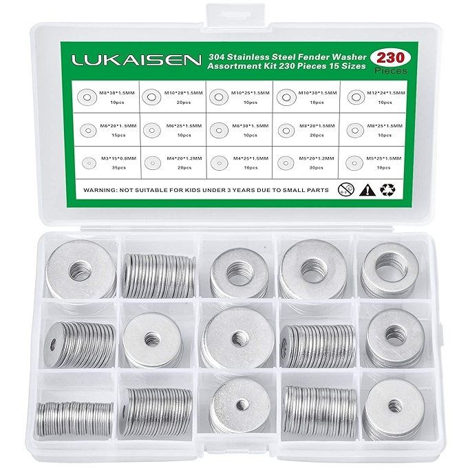 304不锈钢大型垫圈套件，230件15种尺寸