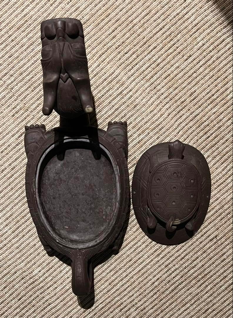 縁起物古美術書具如意宝珠龍亀硯 古美術置物 書道具 アンティーク