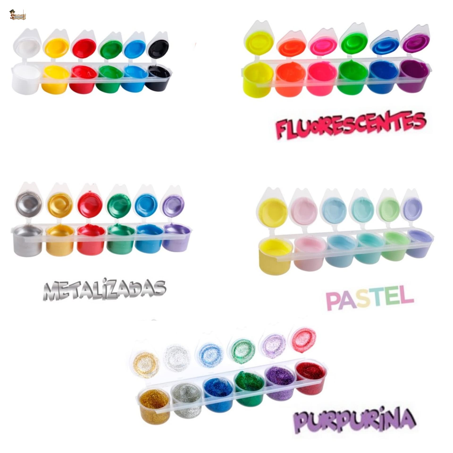 BricoLoco - Kit di 30 tempere di colori primari diversi Materiale di disegno per bambini e adulti